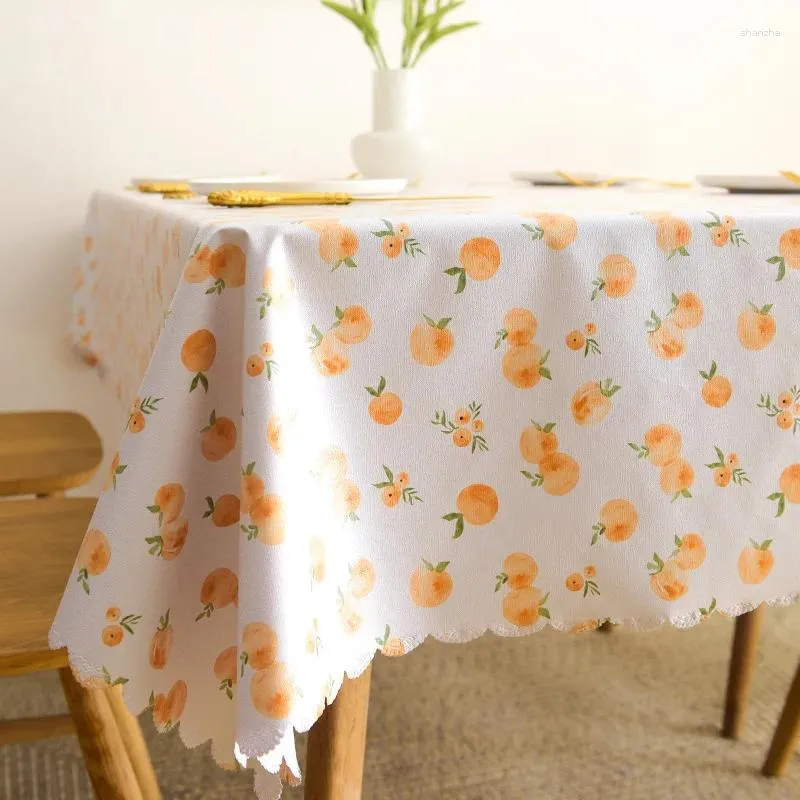 Nappe de table A-77 Petite nappe florale orange pastorale fraîche imperméable et résistante à l'huile sans lavage Ins Table de bureau de célébrité Internet