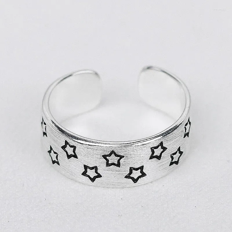 Cluster Ringen Retro Vrouwen Zilver Kleur Roestvrij Stalen Ring Pentagram Ster Eenvoudige Titanium Hip Hop Sieraden Gift