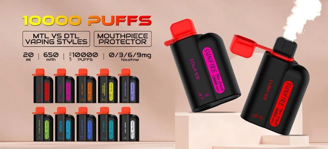 E Сигарета Sunfire Puffs 10000 Vapes 10K 12K 15K Puff MTL DTL Стиль Vaping 10 Alvors Box Device Vapor Сетка катушка электронная сигарета 20 мл Предварительно заполненный штучка картриджа