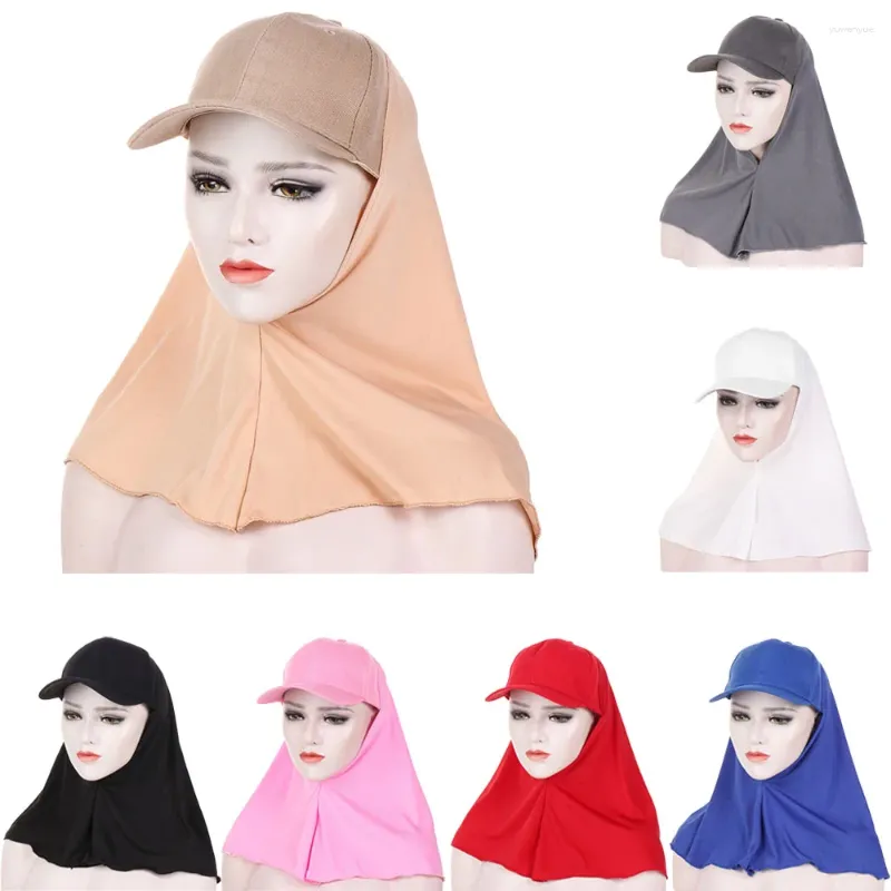 Roupas étnicas Chapéu Jersey Cachecol com Boné de Beisebol Bandana Mulheres Muçulmanas Instant Hijab Xaile Turban Bonnet Amira Head Wrap Chapéus Prontos para Usar