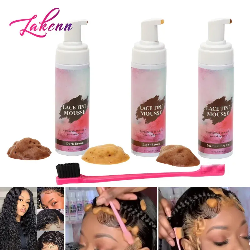 Adhésifs peau couleur marron dentelle teinte Mousse 200Ml Mousse Mousse teinte pour correspondre à votre teint pour perruques en dentelle et fermeture frontale