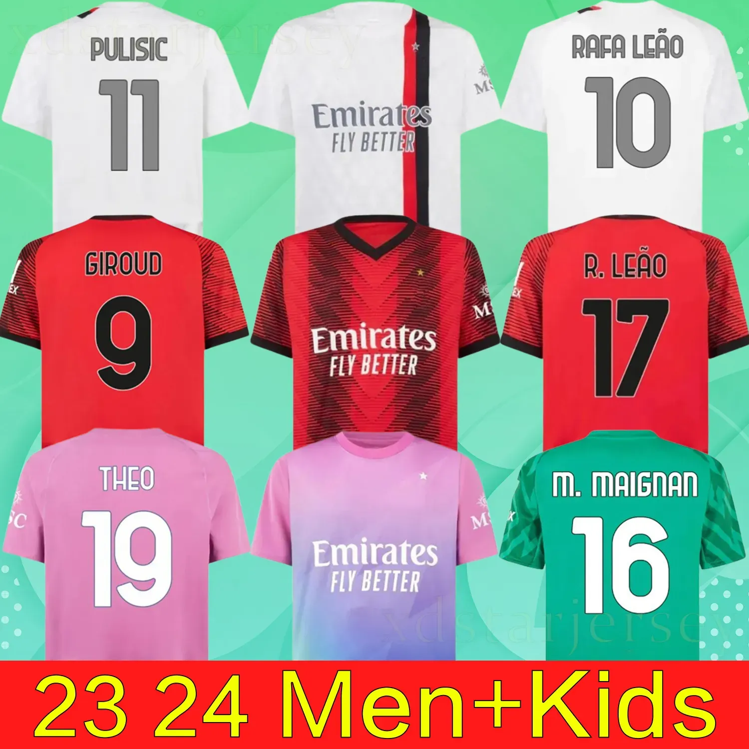 23 24 PULISIC GIROUD AC Voetbalshirts R.LEAO 2023 THEO IBRAHIMOVIC TONALI 2024 Voetbalshirt ROMAGNOLI RAFA LEAO S.CASTILLEJO REIJNDERS Thuis Uit Heren Kindertenue JJ 3.20