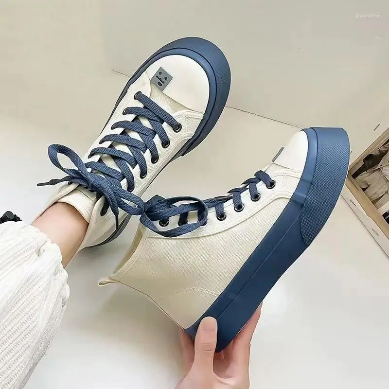 Casual Schoenen Dames Canvas Platform Sneakers Klassieke Effen Veterschoenen Outdoor Wandelschoen Gevulkaniseerd Tenis Zapatos De Mujer