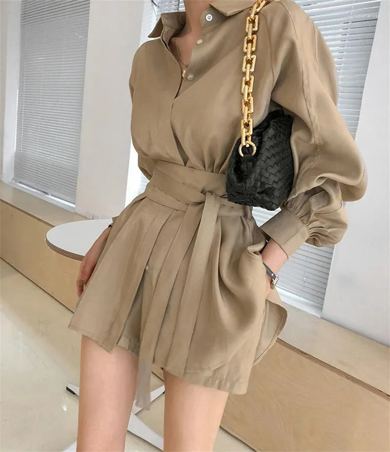 Women's Tracksuits 2024 Spring Summer Suit Women Korean Chic Simple Slim Long Sleeve Shirt Shorts Set Office Lady Commuting Black 2-piece