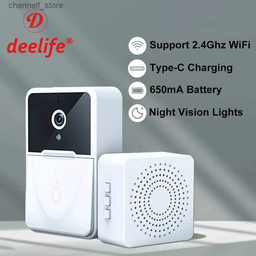 Sonnettes Deelife WiFi vidéo sonnette Tuya sans fil sonnette caméraY240320