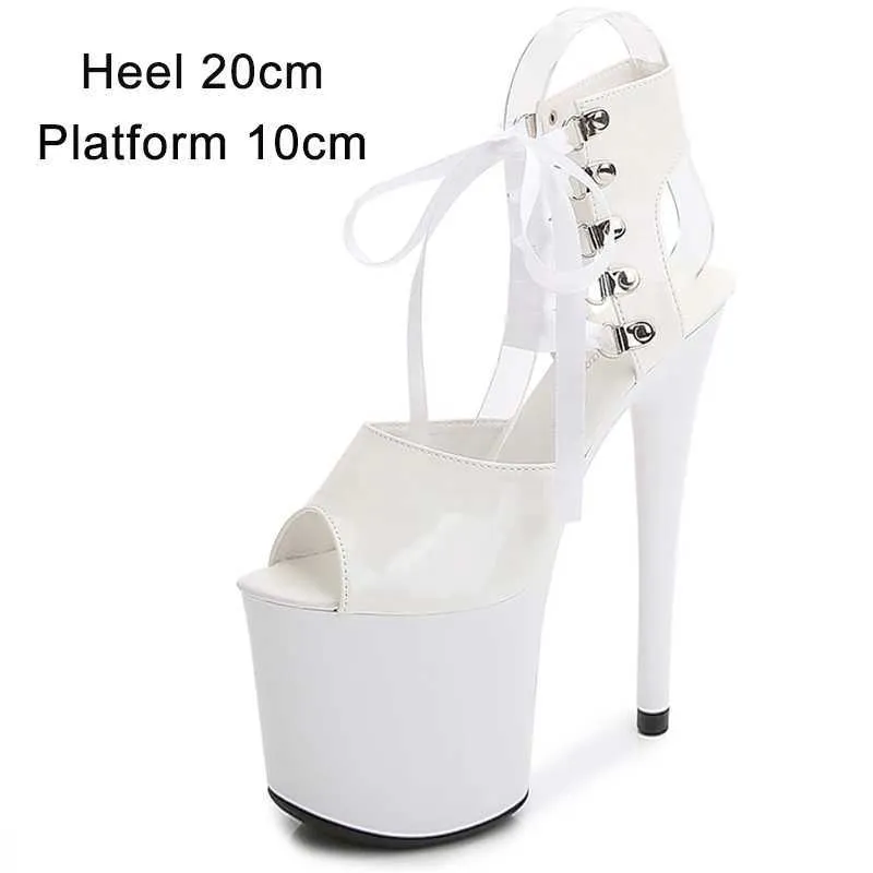 Elbise ayakkabıları kadınlar 15cm 17cm 20 cm yüksek topuklu podyum direk dans sandaletleri ince kalın taban ayak bileği seksi platform düğün