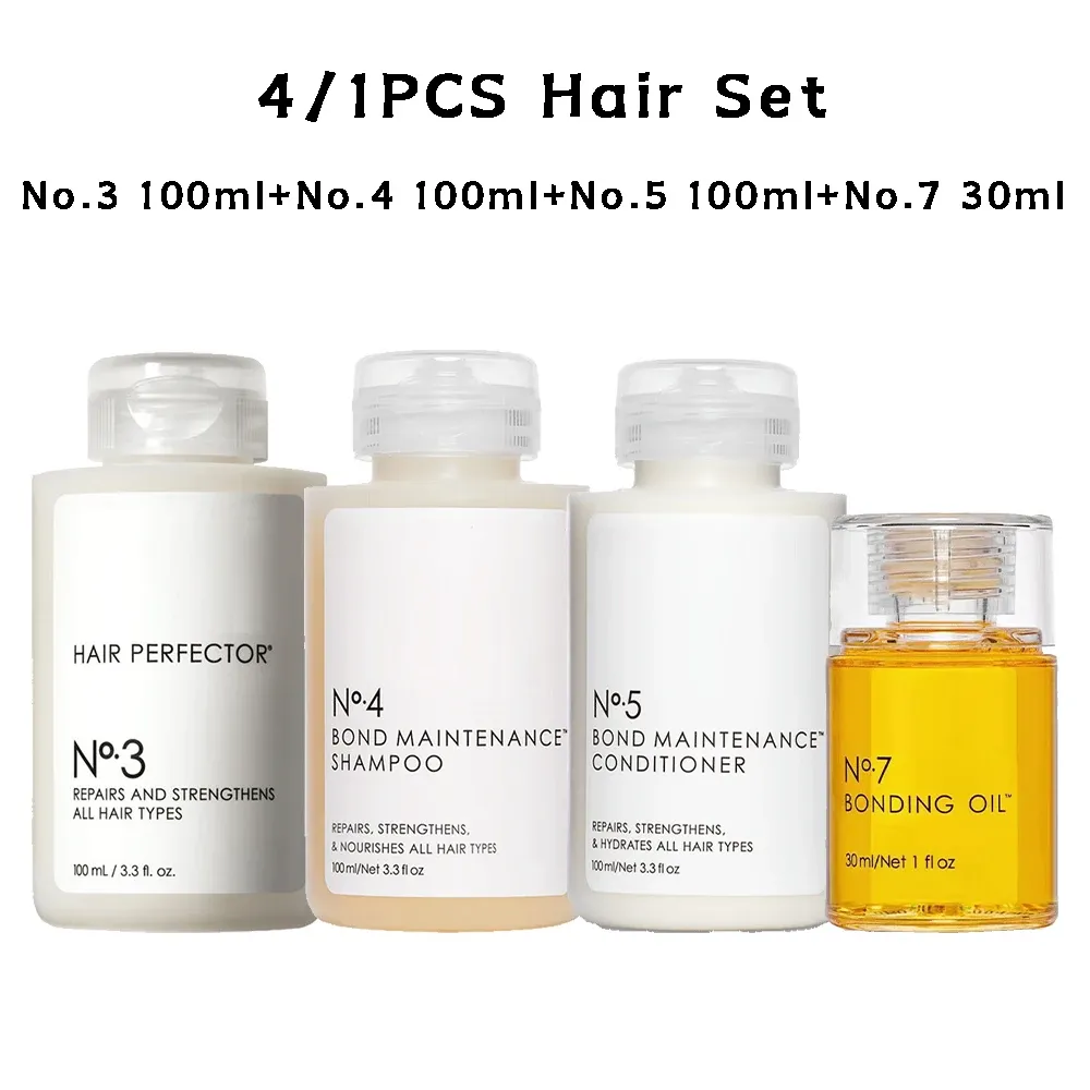 Behandlingar 4/1 st Original No.3+No.4+No.5+No.7 Hair Set Shampoo Conditioner Essentialoil Förbättra hår torrhet Reparation skadat hår näring
