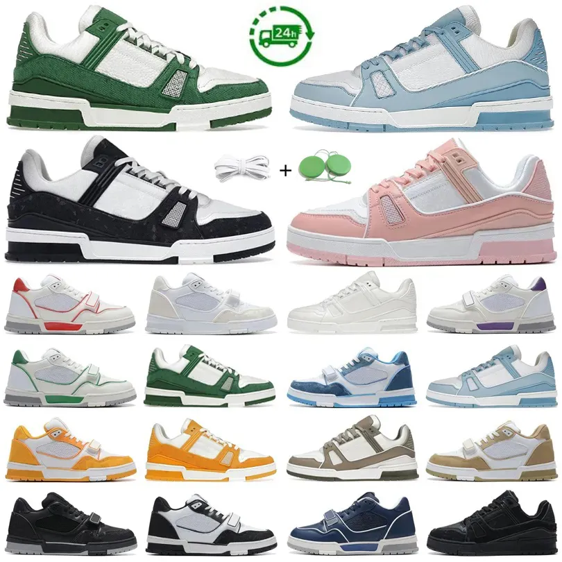 Casual Shoes Men Women Luxury Designer Sneaker Leather Lace Up Velvet Suede Black White Pink Blue Yellow Green Orange Platform Shoe Men Trainer Sports Sneakers 36-45