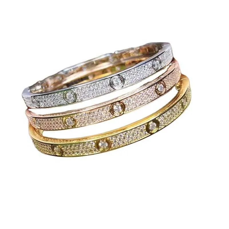 pulseira colar mossanite C J Moda Jóias PARAFUSO Amor Saudável Bangle Set S925 Sterling Silver Moissanite Ouro Rosa Pulseira De Ouro Mulheres