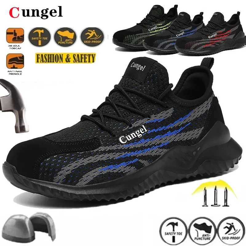 Boots Men Safety Shoes Antismashing Steel Toe Cap Puncture Proof Indestructible New Lightweight Breathable Sneaker Women Work Shoes