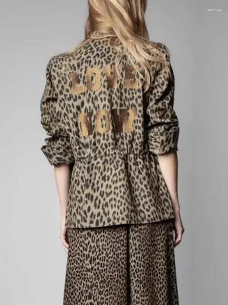 Giacche da donna Giacca da donna Stampa leopardata sul retro Cappotto con lettera Top di alta qualità