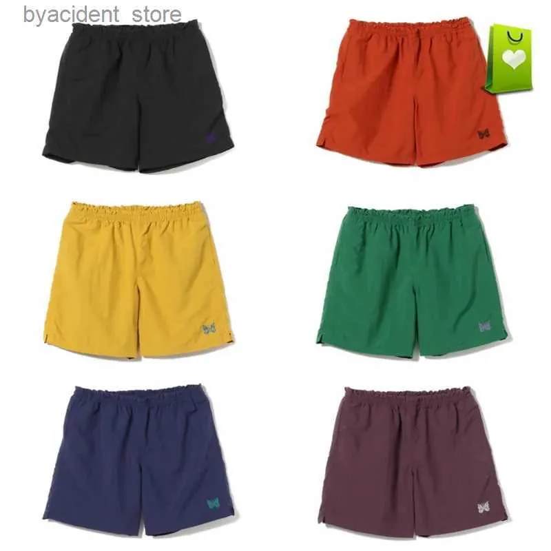 Mäns shorts nålar shorts bästa kvalitet 1 1 fjäril broderade män kvinnor nålar sport shorts löst fit casual awge breeches l240320