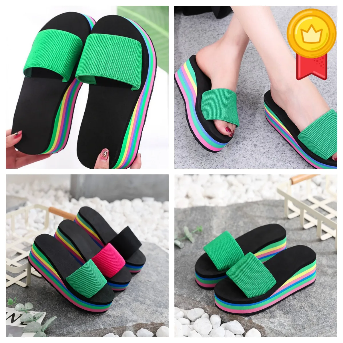 Slippers women's one-sided flip flops summer thick sole sandals outerwear casual beach GAI flip-flo platform black colorful EVA Gladiator soft thick size36-41