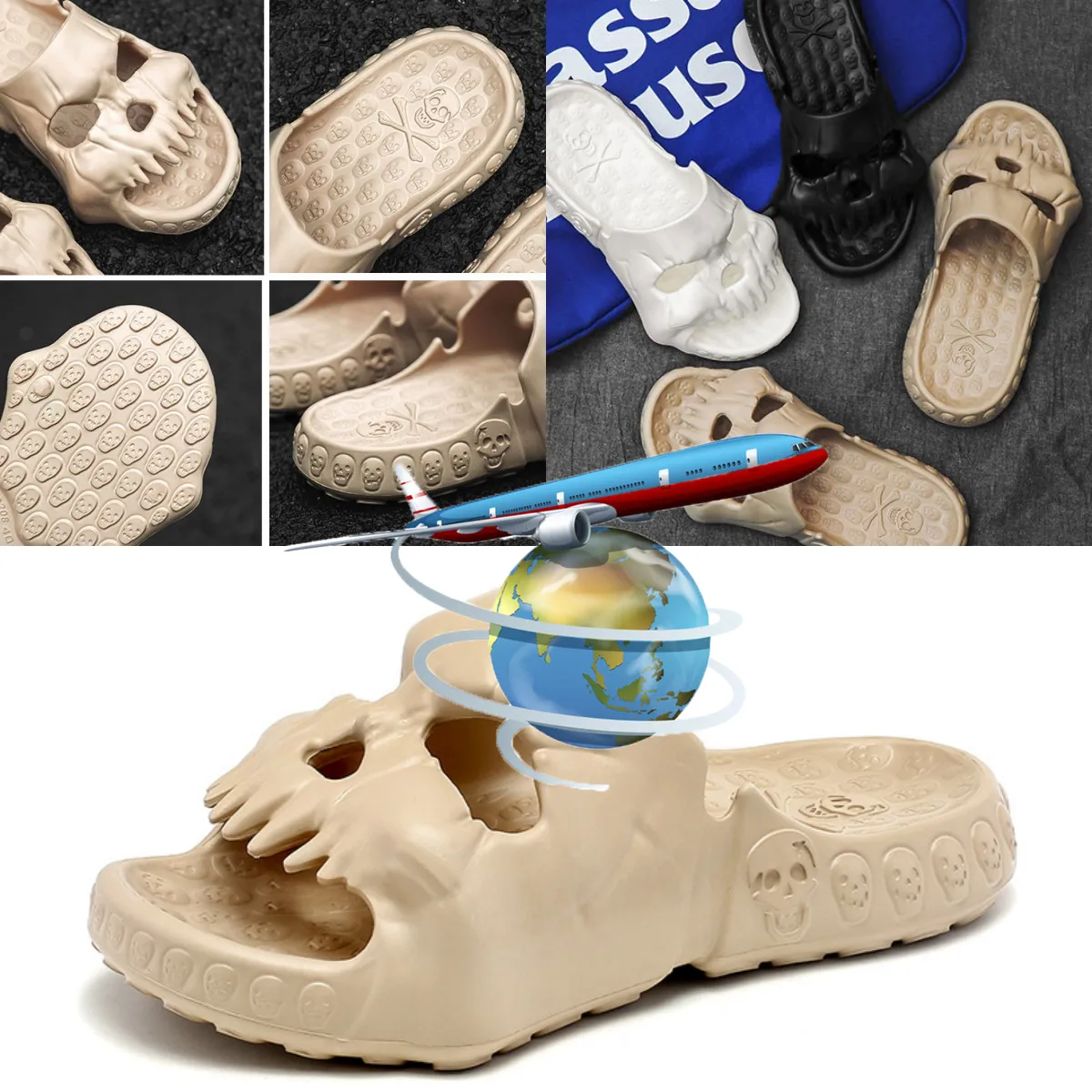 Kreative Schädel Hausschuhe Sommer Männer Hausschuhe Neuheit Outdoor Strand Sandalen Rutschfeste Indoor Hause Rutschen Paare Schuhe GAI größe 40-45