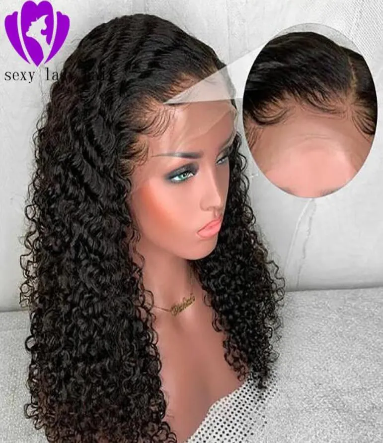 Kinky Curly Wig Brazilian Lace Front Simulation Baby Hair 134Synthetic Lace Front Wig Pre Plucked8456939付き人間の髪のかつら