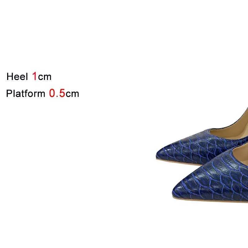 Geklede schoenen dames slangenpatroon hoge hakken blauw bedrukt stiletto enkele 12 cm T-show model groot formaat 45 puntige neus damespumpsNVY9 H240321