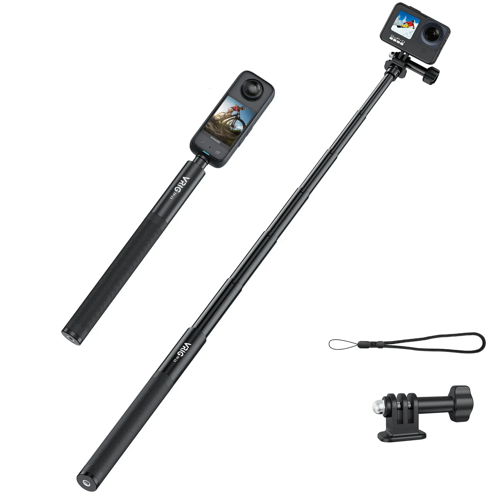 VRIG UURIG TP13 Unsichtbarer Selfie-Stick für Insta360 ONE X3 X2 XONE R RS Action-Kamera W 14 verlängerte Einbeinstativstange 240309