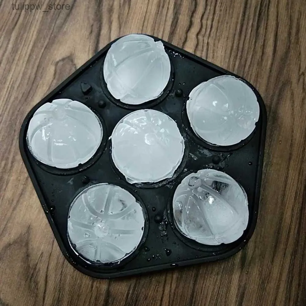 Glassverktyg Ice Cube Tray Mold Basketball Shape Leak-Proof Silicone 6 Cavity Delicious Drink Ice Tray Mold For Kitchen L240319