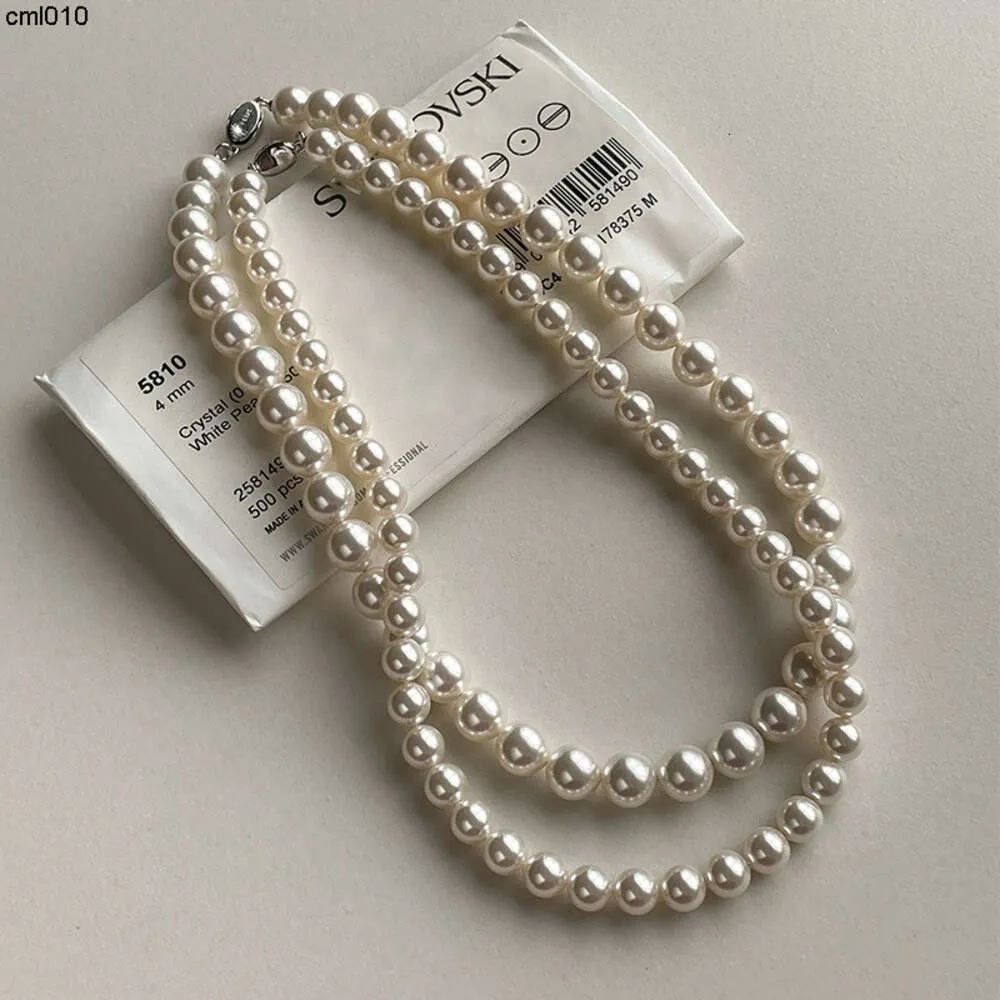 Saina Fever Same Round Strong Light Shijia Pearl French Necklace Classic Sterling Silver Collar Chain Ins Ay7f