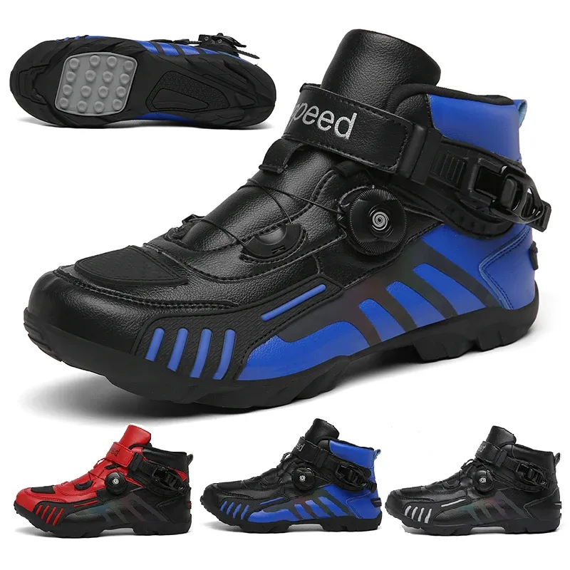 Footwear Men Motorcycle Boots Motorbike Riding Racing Boots OffRoad Shoes Moto Bike SPEED Protective Gear Cycling Sneaker Bicycle Shoes