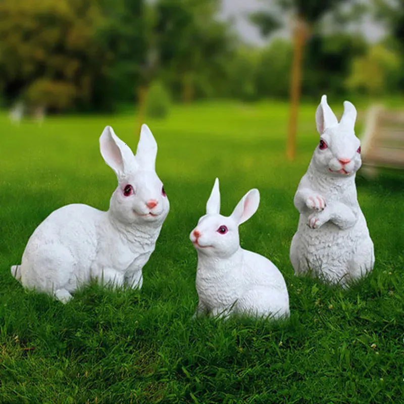 Large Resin Bunny Rabbit Figurines Garden Ornament Outdoor Art Yard Garden Animal Figurines Rabbits Decoration 240318