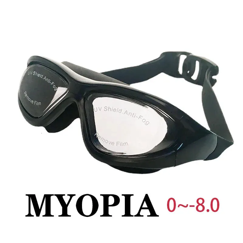 Myopie-Schwimmbrille für Erwachsene, großer Rahmen, HD-Antifog, galvanisierte Schwimmbrille, Linsen, Equipm Großhandel 240312