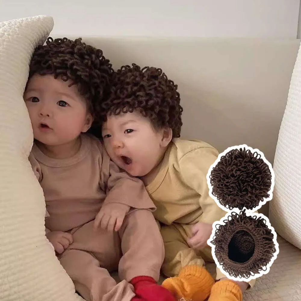 Панкорейская новинка осени/зимы 2023, милый и теплый детский парик в Instagram, шапка для малышей