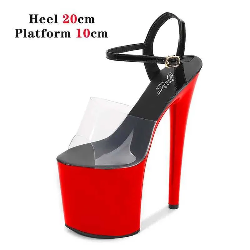 Scarpe eleganti 2022 Nuova estate Pole Dance Shoesl Sandali col tacco alto Tacco sottile 20CM Piattaforma nera sexy Hate Sky Donna Stripper7NK7 H240325