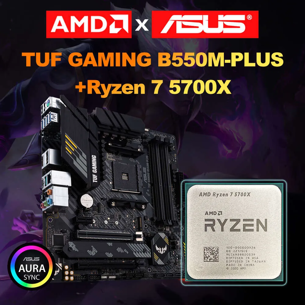 AMD NEW RYZEN 7 5700X+ASUS TUF GAMING B550M-PLUS MODERBOARD MICRO-ATX B550M AMD B550 DDR4 4800 (OC) MHz 128G M.2 SATA Socket AM4