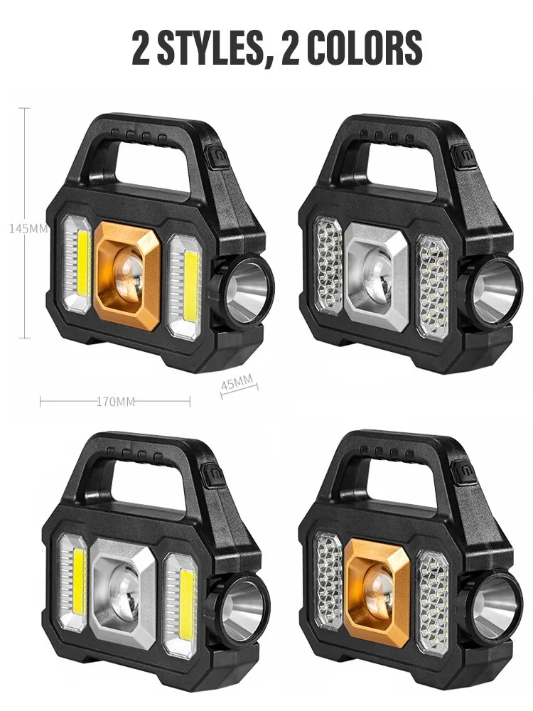 Krachtige led-zaklampen Oplaadbare campingwerklamp Multifunctioneel draagbaar licht Opladen op zonne-energie 6 verlichtingsmodi