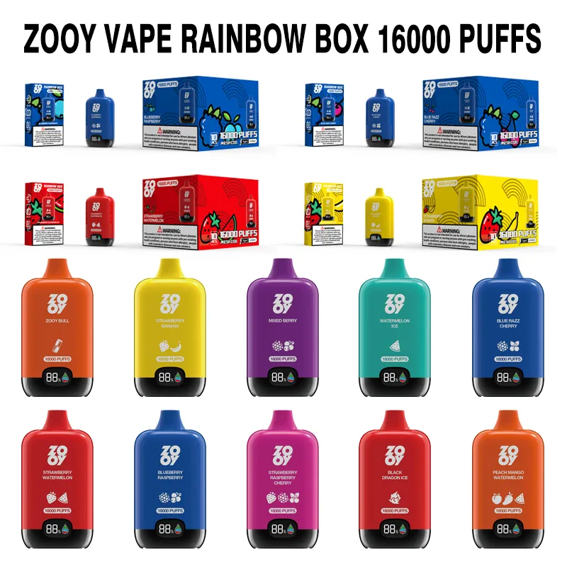 Zooy Vape Rainbow Box 16000Puffs Disponible Electronic Cigarette - Oil -Coil Separat, laddningsbar