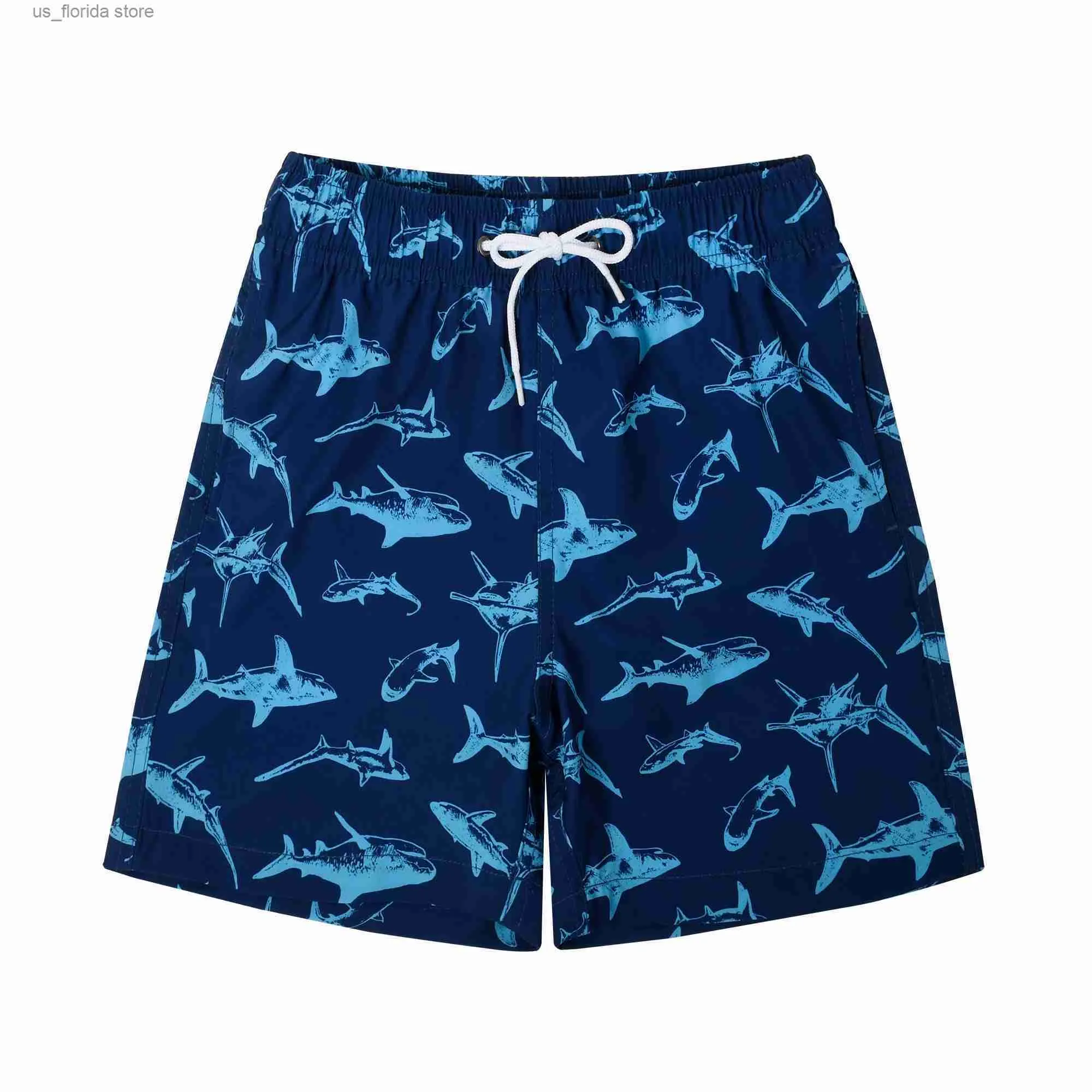 Pantaloncini da uomo 2023 Pantaloni da spiaggia per bambini con stampa animalier blu elasticizzati Y240320