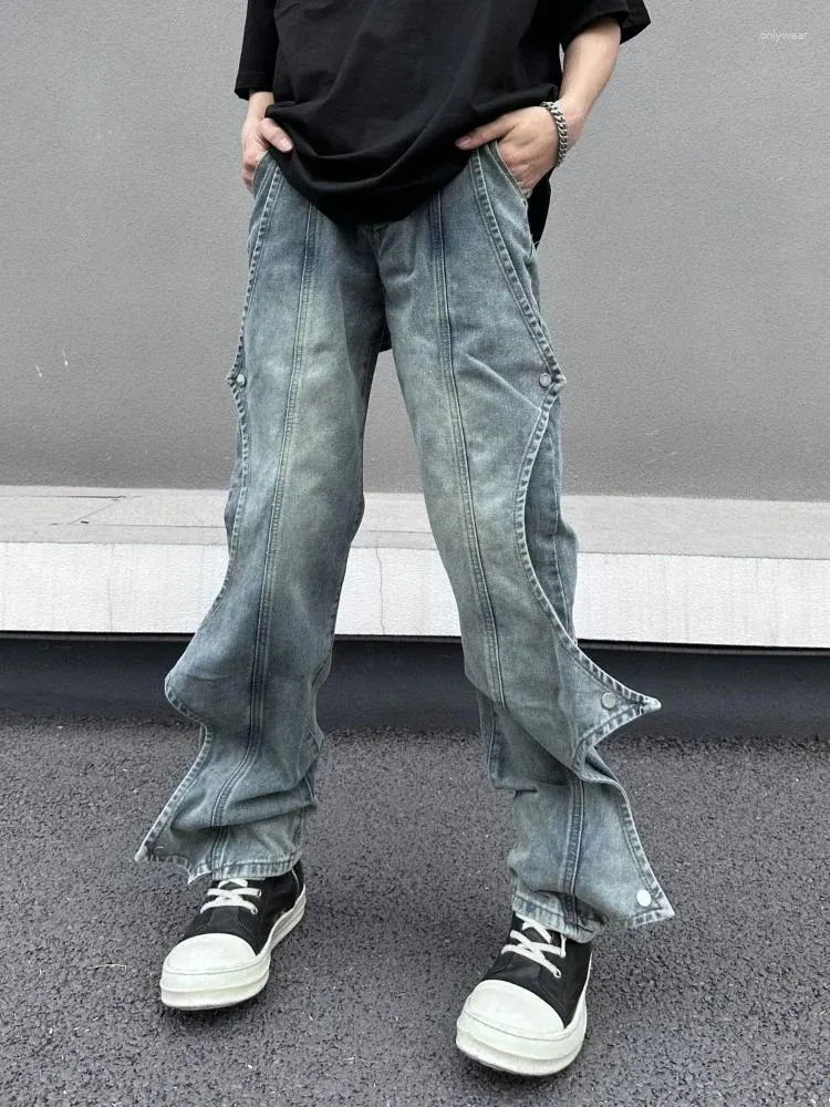 Jeans pour hommes Y2K Pantalons Europe et États-Unis Wind High Street Tendance Épissage Niche Design Modèles Bat Hip-Hop Punk