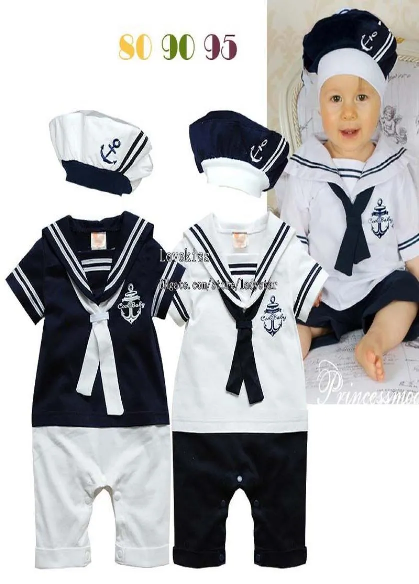 Baby Rompers One Piece Clothing Boys Caps One Piece Romper Jumpsuit Children Clothes White4598236
