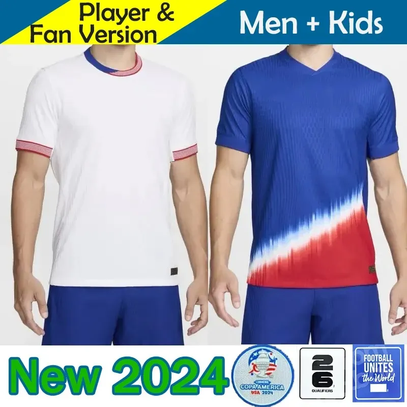 USAS Soccer Jerseys 24/25 Copa America USWNT 4 étoiles USMNT 2024 Accueil Hommes Chemises de football Kits enfants Version du joueur PULISIC SMITH MORGAN BALOGUN