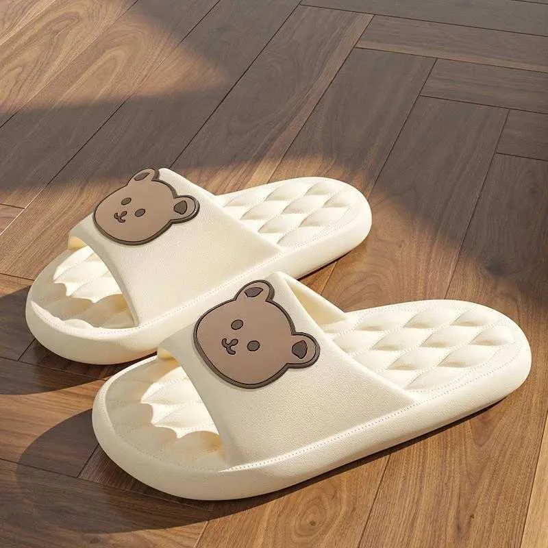 Slippers 2024 New Summer Cartoon Bear Men Home Slides Shoes Eva Trend Women Couple Non-Slip Indoor Outdoor Cozy House Shower06 H2403