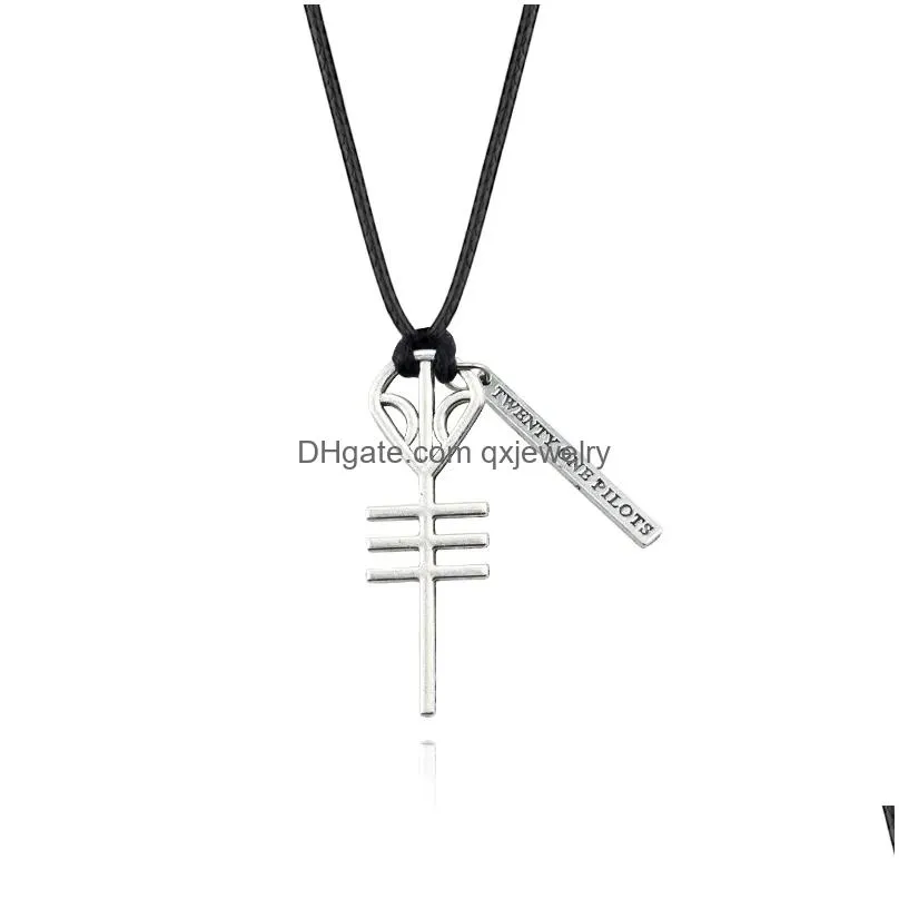 Pendentif Colliers Mode 21 Twenty One Pilots Rock Band Skeleton Pendentifs Cord Bff Friends Collier Punk Hommes Femmes Musique Hip Hop Drop Dhmxt