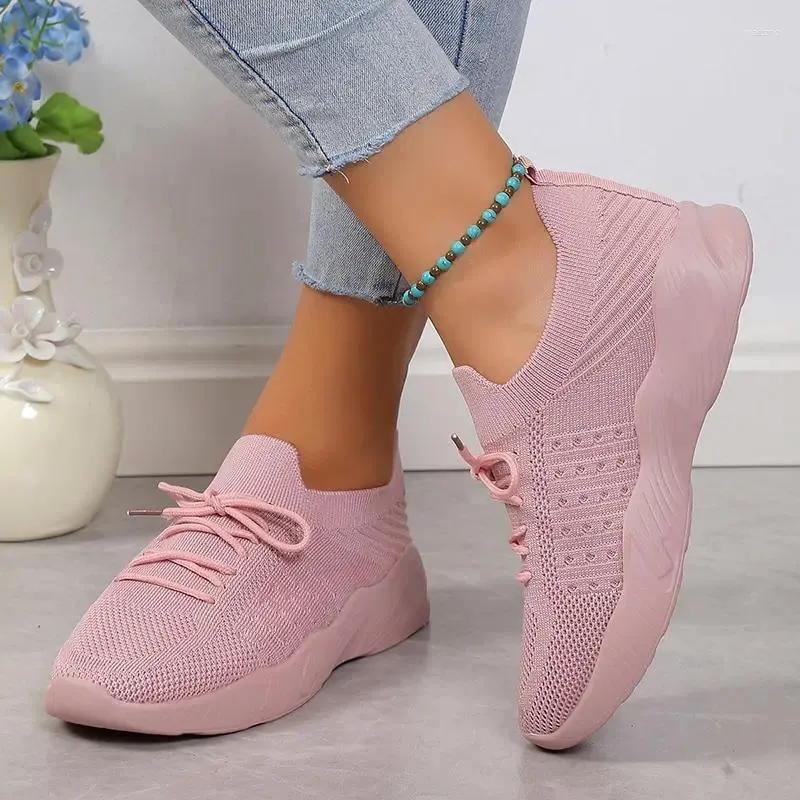 أحذية غير رسمية مريحة للسيدات أحذية رياضية خفيفة الوزن تنس حياكة للنساء 2024 شقق الخريف Zapatillas mujer