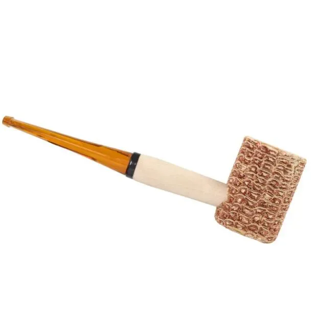 Corn Cob Pipe Disposable Natural Corncob Herb Tobacco Hammer Spoon Cigarette Filter Pipes Tools Accessories 145mm Length