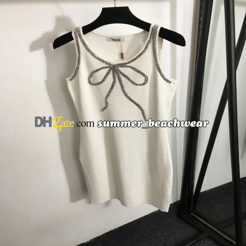 Designerskie sukienki z koralikami Kobiety szczupły fit biodra dzianina Sundress moda bok z koralikami sukienki seksowne dzianinowe spódnica