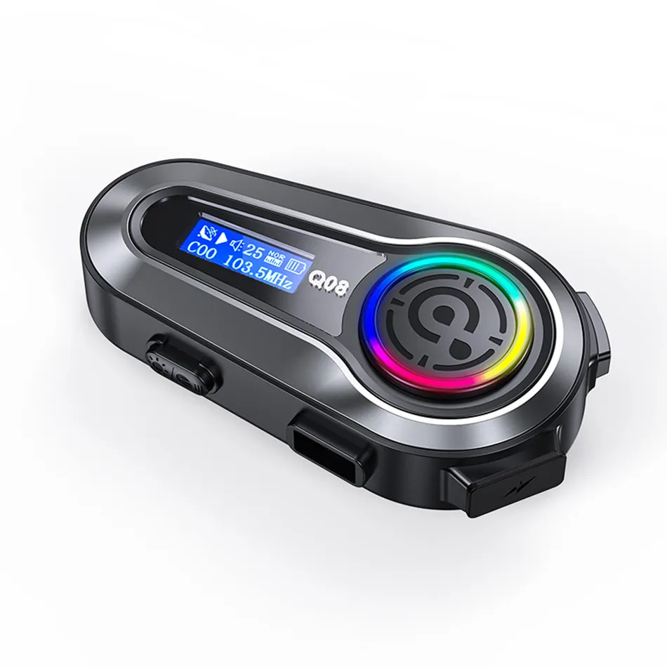 Q08 Motorhelm Headset Bluetooth LCD-scherm EQ Geluidseffect High-Definition IPX6 Waterdichte stereo FM-radio-oortelefoon