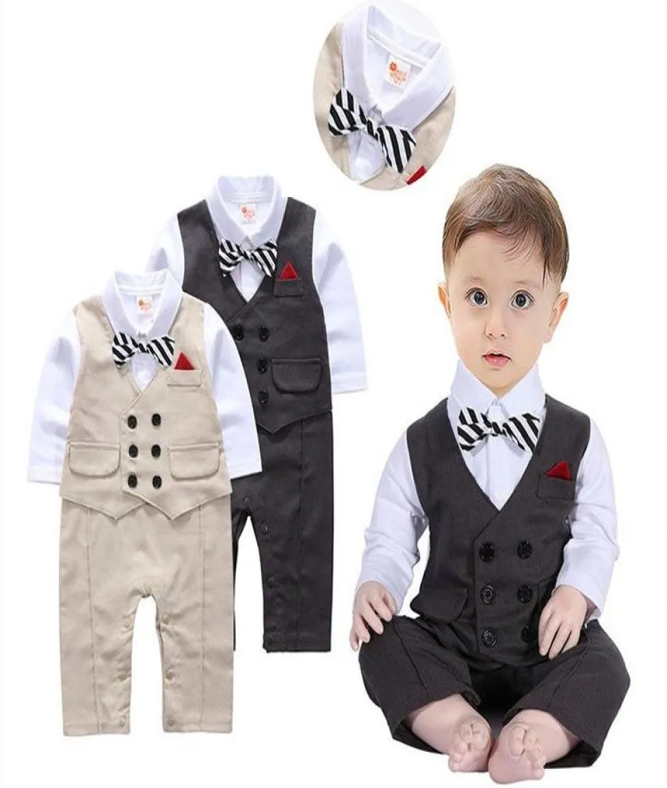 Baby Boys Rompers Designer Kids Stripes Lapel Long Sleeve Jumpsuits Spädbarn Girls Letter Brodery Cotton Romper Boy Clothing5933817