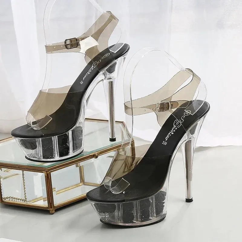 Сандалии Ltarta, черные женские туфли на очень высоком каблуке с цветочным узором, водонепроницаемая стальная трубка с хрустальной подошвой LFD-330-9
