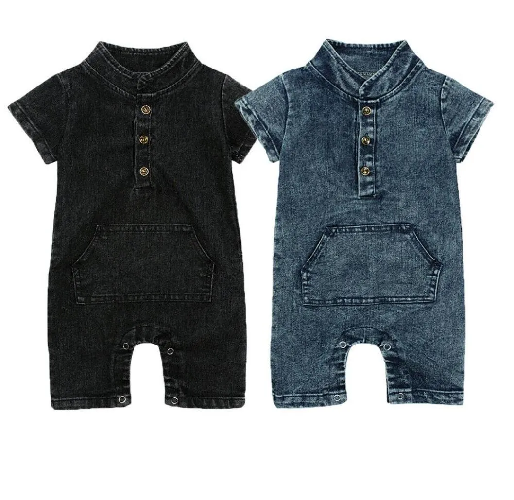 Summer New Baby Boys Cute Denim Buttons Romper Infants Toddler One Piece Jumpsuit Outfits Clothes6655928