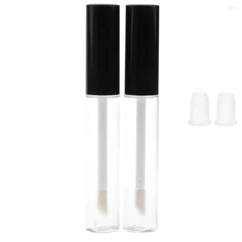 Makeup Brushes 2 Pieces 10ml Plastic Empty Lip Gloss Bottles With Brush Tube