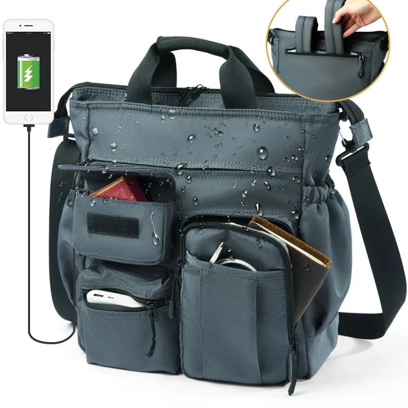 Multifunktions Mode Schulter Umhängetasche Casual Business Männer Aktentasche Große Kapazität Männlichen USB Port Rucksack Reise Handtasche 240308