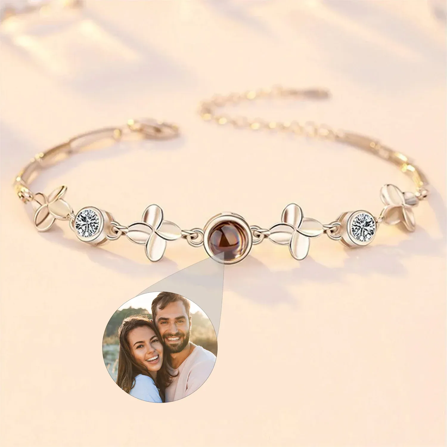 Braccialette sterling sier proiezione foto braccialetto personalizzato a cuore personalizzato braccialetto memoriale gioielli di compleanno