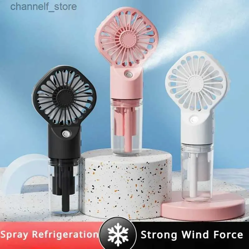 Electric Fans Handheld spray fan Portable mini charging Handheld fan spray humidifier Gift Handheld small fanY240320