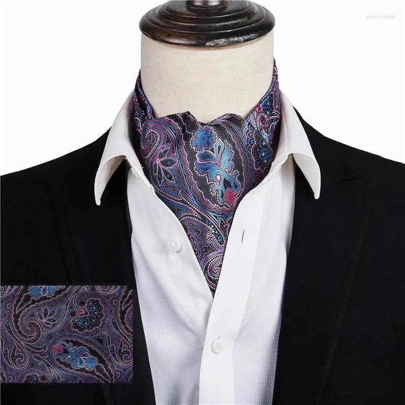 Papillon Ikepeibao Uomo Lusso Viola Paisley Cravatta a quadri Cravatta in seta Ascot floreale Self British Gentleman Sciarpa in poliestere Cravatta all'ingrosso