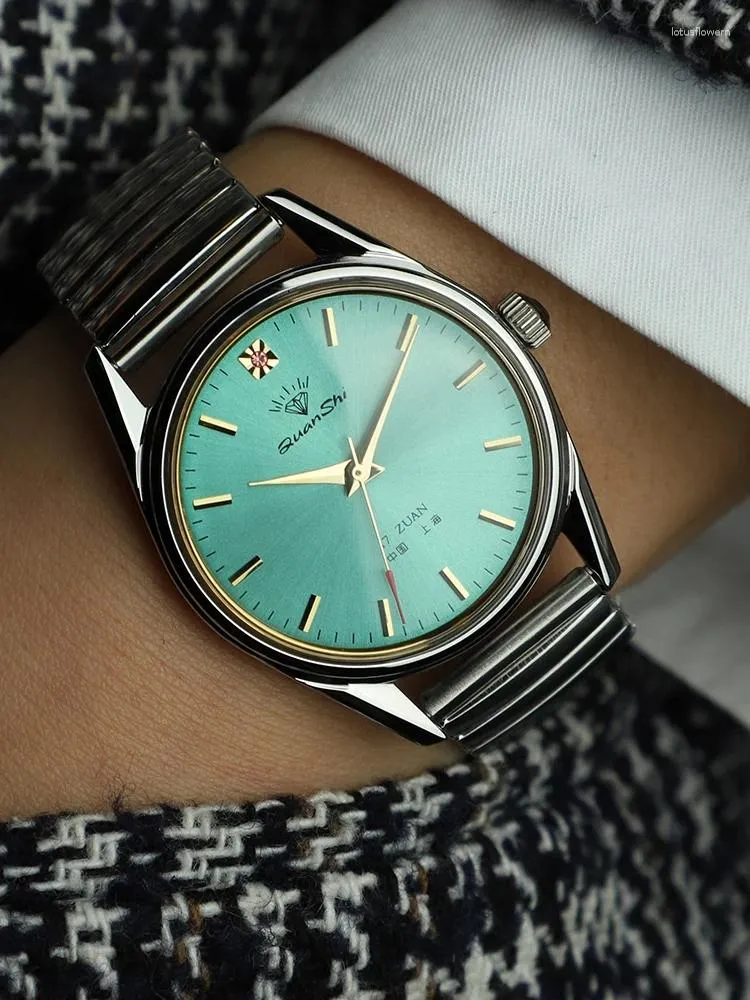 Vintage Diamond Wristwatch For Men Hand Wound Mechanical Watch With Genuine Leather Strap Domestic Stock And Steel Band From Lotusflowern 59.43 DHgate.Com